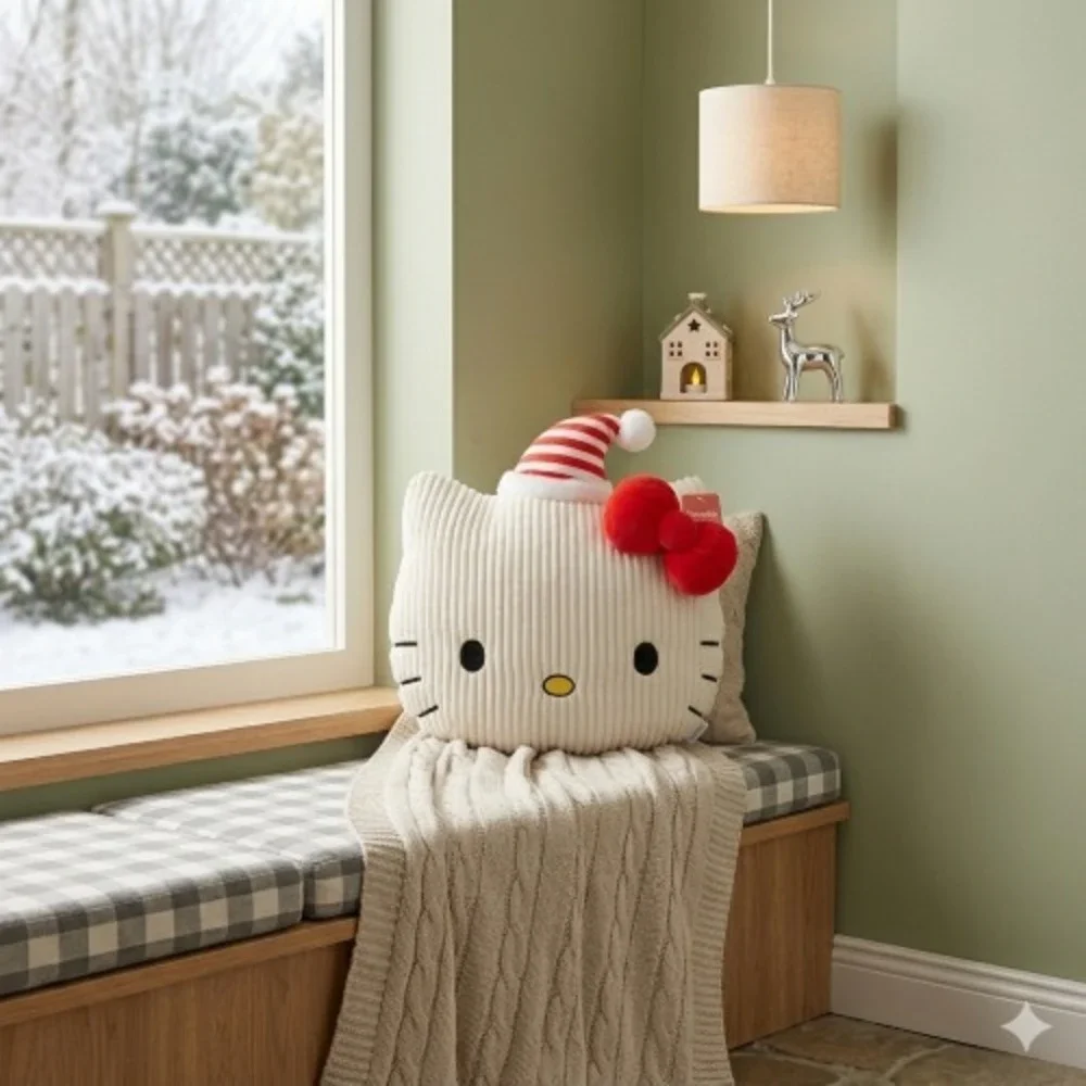 Festive Hello‎ Kitty Santa Pillow – Plush Holiday Red/White Accent
